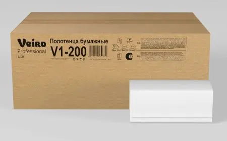 Вик: Полотенца бумажные V 1сл 200л 21х21,6см натуральный СЫКТЫВКАР Lite