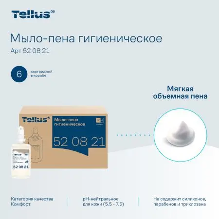 ТОРК: Tellus Мыло S4 пена Комфорт 1л жидкое для рук бесцв. без запаха ГИГИЕНИЧЕСКОЕ