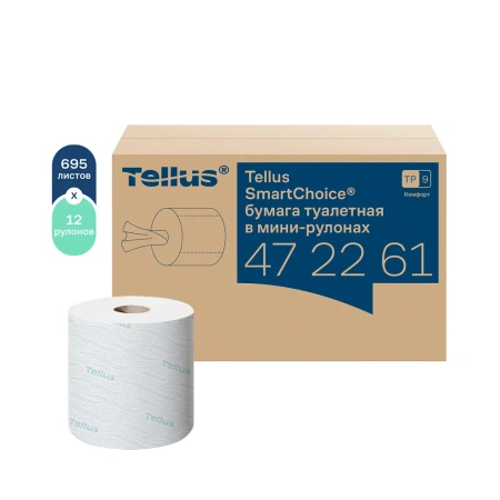 ТОРК: Tellus Бумага туалетная Т9 СмартВан Комфорт мини ЦВ 2сл 118,15м/13,2 белая