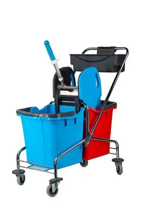 Вик: Тележка 2х25л металл хром+ отжим + дополнительная корзина