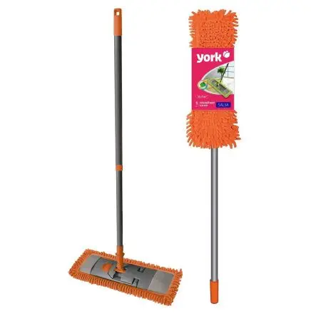Хозяйственный инвентарь: Швабра YORK Сальса с плоским МОПом микрофибра , телескопический черенок 130 см, еврорезьба