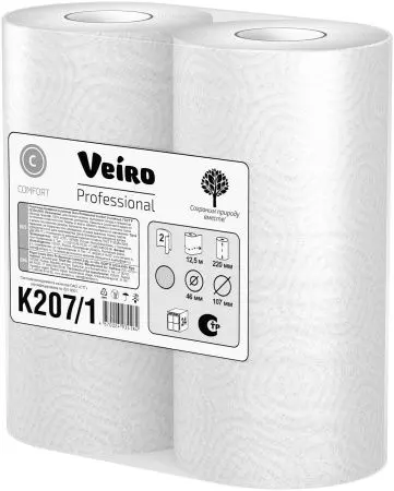 VEIRO: Бумага туалетная 2сл 25м/9,2 Comfort белый /пач.=8 шт.