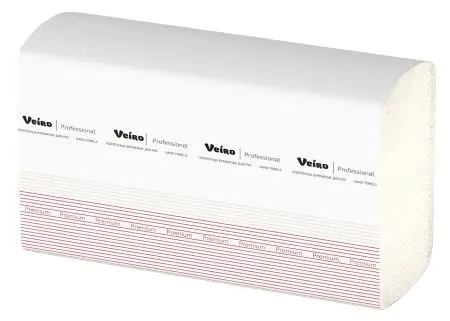 VEIRO: Полотенца бумажные Z 2сл 200л 22,5х21,3см Premium водорастворимые белые