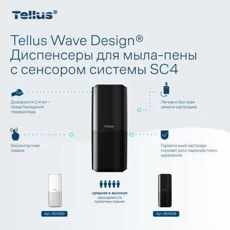 ТОРК: Tellus Диспенсер SC4 для мыла-пены черный СЕНСОРНЫЙ