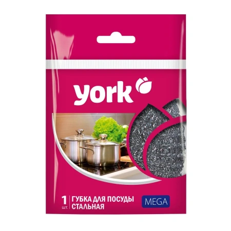 Губки,скрабы: для посуды металлическая YORK Mega 40г