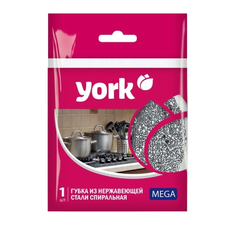 Губки,скрабы: для посуды металлическая YORK Mega 40г спираль