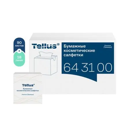 ТОРК: Tellus Салфетки *FT1 Премиум косметические 2сл 90л 20.8х19.0см для лица ультрамягкие белые