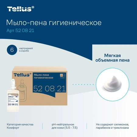 ТОРК: Tellus Мыло S4 пена Комфорт 1л жидкое для рук бесцв. без запаха ГИГИЕНИЧЕСКОЕ