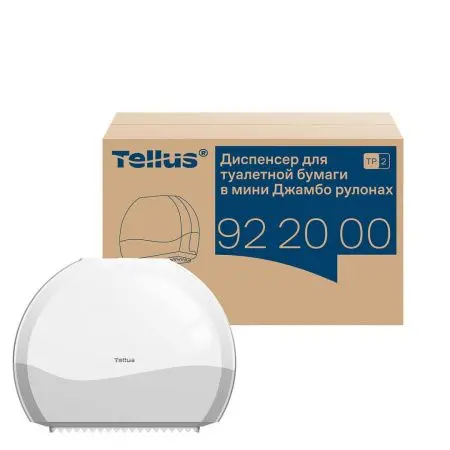 ТОРК: Tellus Диспенсер TP2 Джамбо Wave мини для туалетной бумаги в рулонах пластик белый/серый