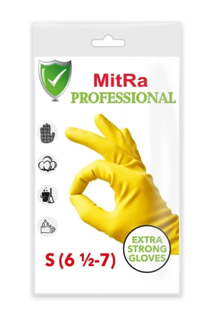 Перчатки: резиновые латексные MITRA S с хлопковым напылением