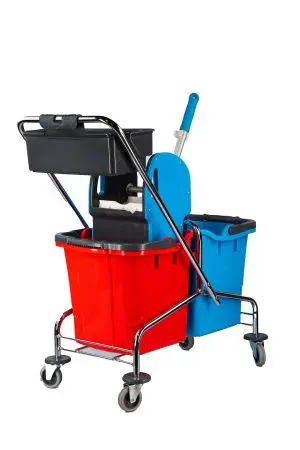 Вик: Тележка 2х25л металл хром+ отжим + дополнительная корзина