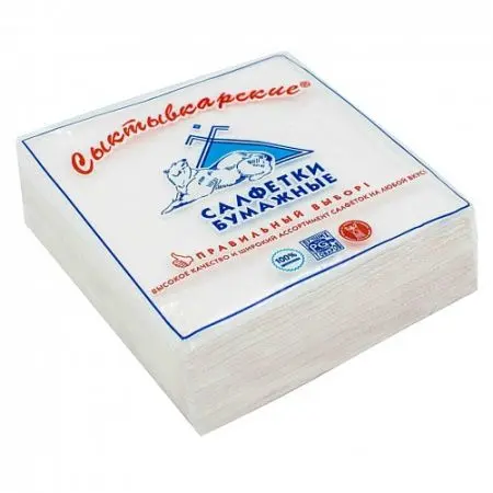 Бумажные салфетки: столовые 1сл 50листов 24х24 Сыктывкар белые
