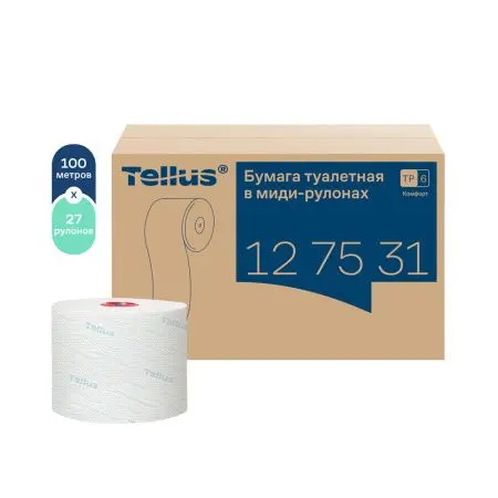 ТОРК: Tellus Бумага туалетная T6 Комфорт 2сл 100м/9,9 компактный рулон белая