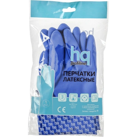 Фото №1 - HQ Profiline: Перчатки резиновые L синие