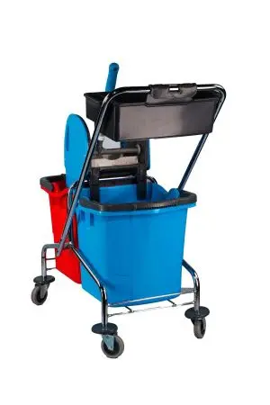 Вик: Тележка 2х25л металл хром+ отжим + дополнительная корзина