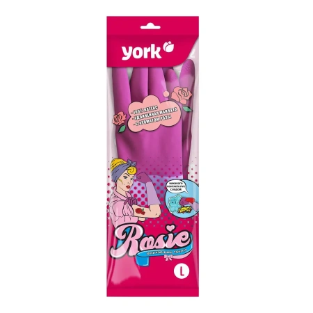 Перчатки: резиновые латексные YORK "Роза" L с удлиненной манжетой ароматизированные