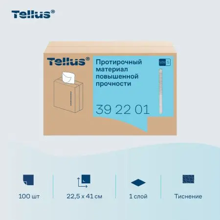 ТОРК: Tellus Материал протирочный нетканый WM5 Комфорт 1сл 100л 22,5х41см повышенной прочности белый